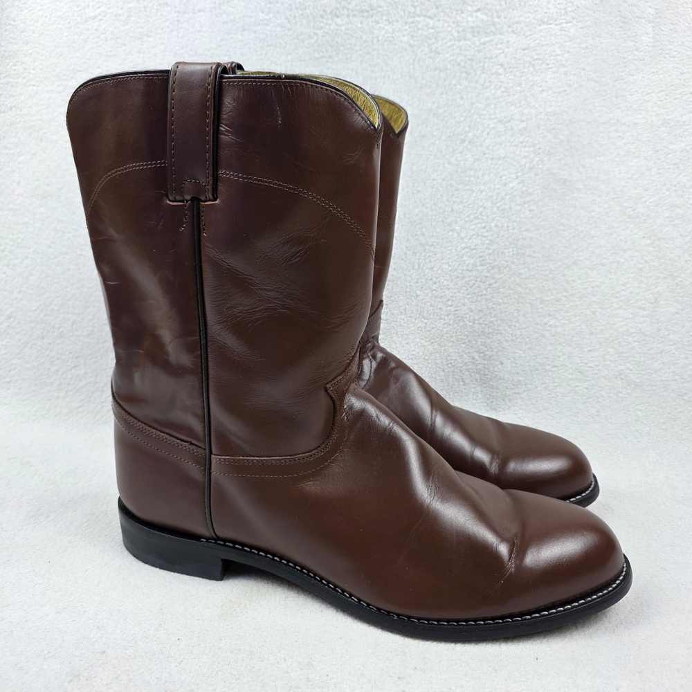 Justin Boots Roper Leather Cowboy Men's Size 11.5 3E Brown Style 3404 Western